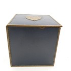 Blue Enamel Trinket Pill Box Brass Heart Glass Insert Contemporary Germany Vtg