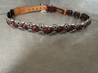 Vintage Brighton 1996 Belt 91807 Braided Brown Leather Silver Hearts Size S