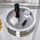 Silver Mirored Decorative Tray W  Crushed Diamond Crystal Vanity Tray Organizer