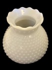 Vintage White Milk Glass Hobnail Hurricane Lamp Shade Ruffle Globe 7 75    Fitter