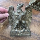 2 Brass 1776 America Bald Eagle Book Ends Colonial Virginia Vintage Patina Usa
