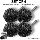 Whalelife Bath Loofah Sponge 4 Pack Black Shower Pouf Body Scrubber Mesh