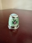 Vintage Guilloche Enamel Sterling Silver Thimble