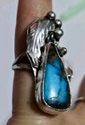 Genuine Bisbee Turquoise  untreated  Vtg Navajo Sterling Silver Ring-5 25 Tested
