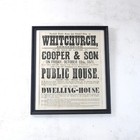 Antique C1878 Original Letter Press Poster Typography Framed Black White  101490