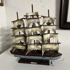 Lot Of 3  Vintage Wooden Model  - Hand Made Sailing Ship 