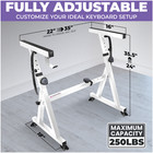 White Z-style Piano Keyboard Stand W  Wheels     Adjustable For 54   88 Key Pianos