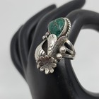 Vintage Navajo Large Sterling Silver Turquoise Ring Size 10