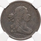 1804 1 2c Ngc F15 Bn Draped Bust Half Cent Copper Plain 4 No Stems Free Shipping