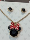 Disney Minnie Mouse Girls 16    3  Necklace Earring Set Kids Gold Tone Black
