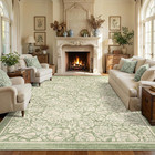 Sage Green Floral 5x7 Rug Washable Vintage Boho Rugs For Living Room Non-slip Fl