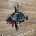 Bluegill Wood Carving - Realistic Hand Carved Wooden Fish On Driftwood