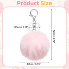 Pom Pom Keychain Faux Rabbit Fur Fluffy Pompoms Keyring Pink silver