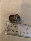Small Round Sterling Silver Pill Box With Green Gem Stone Top Vintage