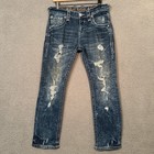 Rock Revival Scion Slim Straight Jeans Men s 32  33x29 5  Blue Distressed Read