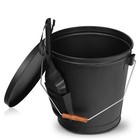 Metal Fireplace Ash Bucket With Shovel Lid Cover Fire Pits Stove Black Sturdy