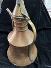 Antique Copper Middle Eastern Turkish Coffeepot Hammered Copper Brass Handle 16   