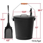 Vintage Ash Bucket W lid   Shovel Multipurpose Metal Fireplace Bucket For Garden
