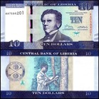 Liberia 10 Dollars  2016  P-32a  Unc X 100 Pcs Bundle Pack