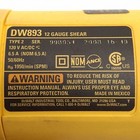 Dewalt Dw893 Heavy Duty 12-gauge Electric Shear  1950 Spm  120vac dc 6 5a
