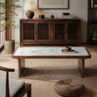 47  Walnut Coffee Table With Sintered Stone Top  Rectangular Cocktail Table