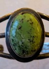 Vintage Sterling Silver Green Turquoise Bracelet Round Oval