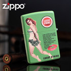 Green Matte Lucky Strike Pinned Girl Limited Edition Zippo Lighter Us Shipping