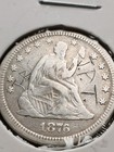 1876 Cc Seated Liberty Quarter
