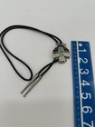 Men s Adjustable Black Leather Bolo Tie Thunderbird Slide Turquoise red Inlay