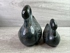 Vintage Set Of 2  Heavy Metal Swans Figurines Dark Blue