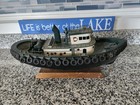 Wooden Model Tug Boat Vintage W  Stand 