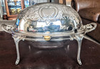 Lrg James Dixon   Son Sheffield Silver Plate Roll Top Server 2 Inserts  C 1890