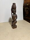 Vtg Carved Wood Tiki Statue Maori New Zealand Polynesian Art 12  Figure Tribal