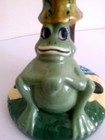 Green Frog Toad Flowers Statue Figure Toothbrush Holder Ceramic Jewelry Hanger