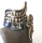 Vintage Mexico Alpaca Silver Abalone Clamper Hinged Cuff Bracelet Nice Condit