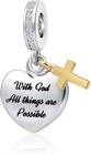 Pandora Cross Charm With God All Things Are Possible Bible Religious Dangle Bead