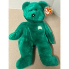 Ty Beanie Buddy  erin  The Bear 14    Plush 1998 Emerald Green White Shamrock Luck