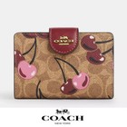 Zip Wallet Clutch Cz342 Brown Signature Canvas Cherry Print