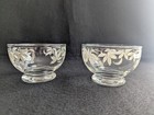 Set Of 2 Vintage Dessert Cups  Clear Glass W  White Leaves