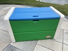 Vintage Little Tikes Kid Child Full Size Toybox Toy Storage Box Green Blue White