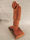 Inuit Eskimo Sculpture Vintage Hand Carved Driftwood Hunter Figure Alaska Signed