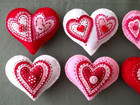 Last One  Primitive Set Of 6 Valentine s Day Hearts Bowl Fillers ornies