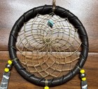 Navajo Dream Catcher Buckskin Leather Feathers 3x9    Authentic By Cornelia Kosea