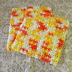 Set Of 2 Handmade Crochet Cotton Dishcloths  Washcloths   8   8  Creamsicle