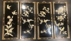Vintage Black Lacquer Chinese Wall Panels With Mother Of Pearl Inlay  24   x 10    