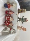 Lot Of 8 Vintage Felt Flocked Christmas Ornaments Deer Mouse Bell Santa   s Girl