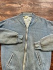 Vintage 50s Akom Full Zip Cardigan Sweatshirt Sz L Faded Blue 60s Pockets Cotton
