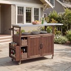 54 33 farmhouse Rolling Outdoor Kitchen Cart Solid Wood Frame Stainless Steeltop
