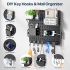 Key Holder Wall Mount 11-in-1 Mail Organizer 5 Key Hooks For Wall Metal Mail 