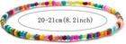 8 Pieces Elastic Beaded Anklets For Women Handmade Beach Boho Colorful Beads 